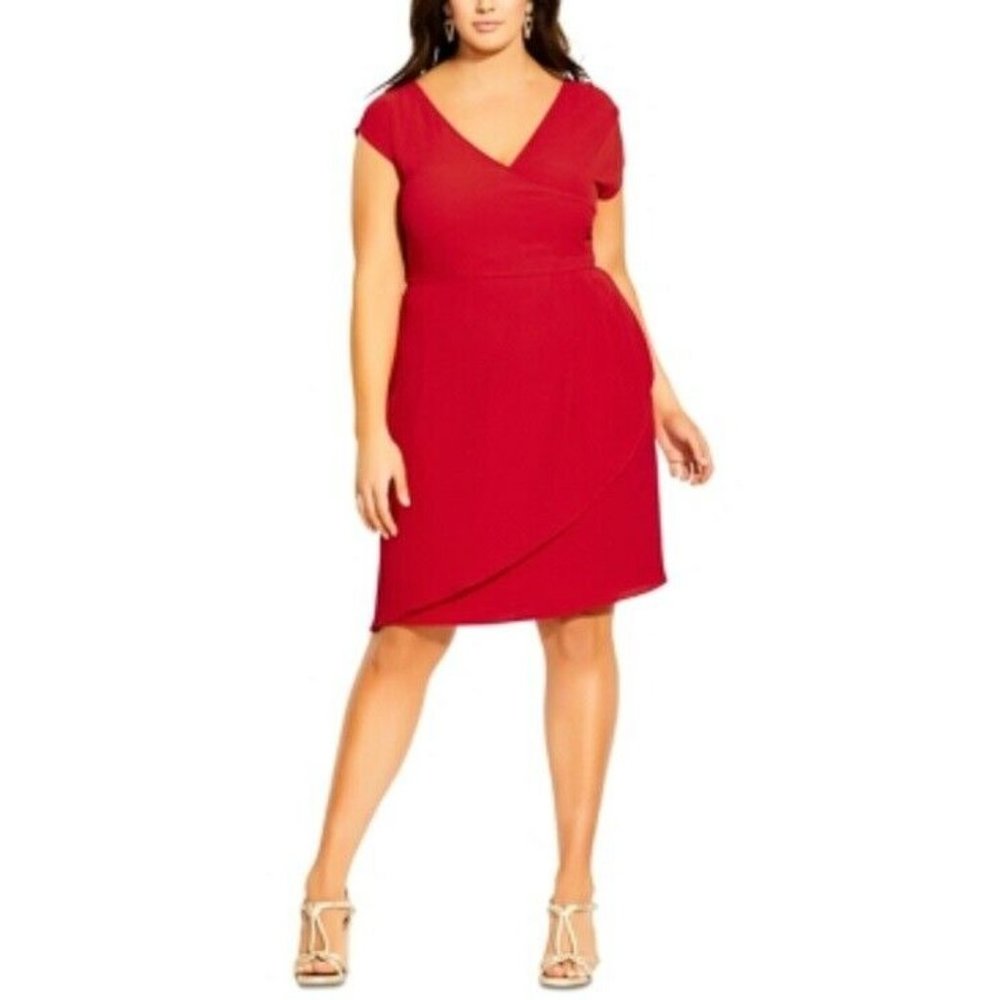 City Chic Womens 22w Plus Faux Wrap Cocktail Dress